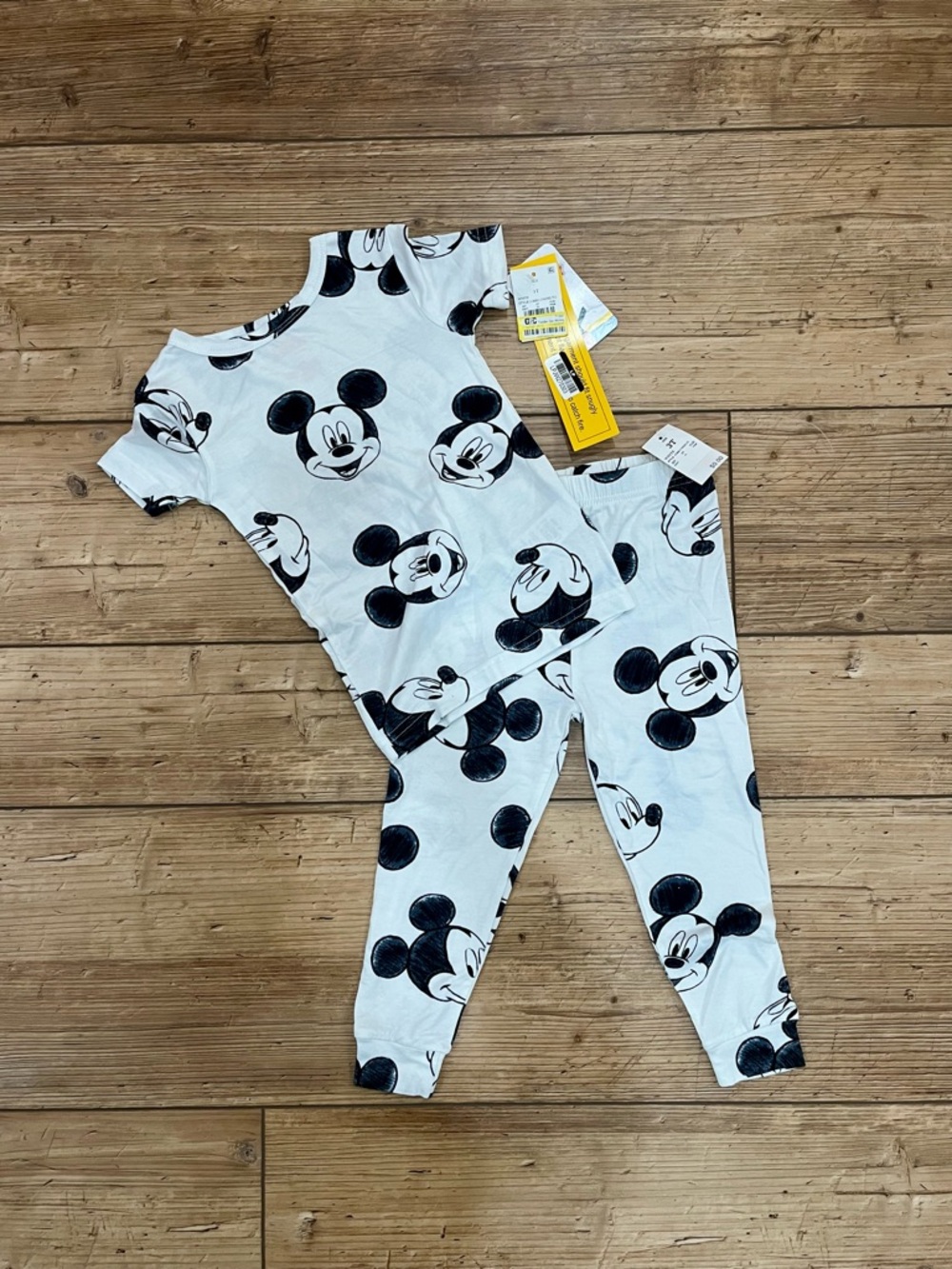 Gender Neutral Kids White Mickey Mouse Pajama Set